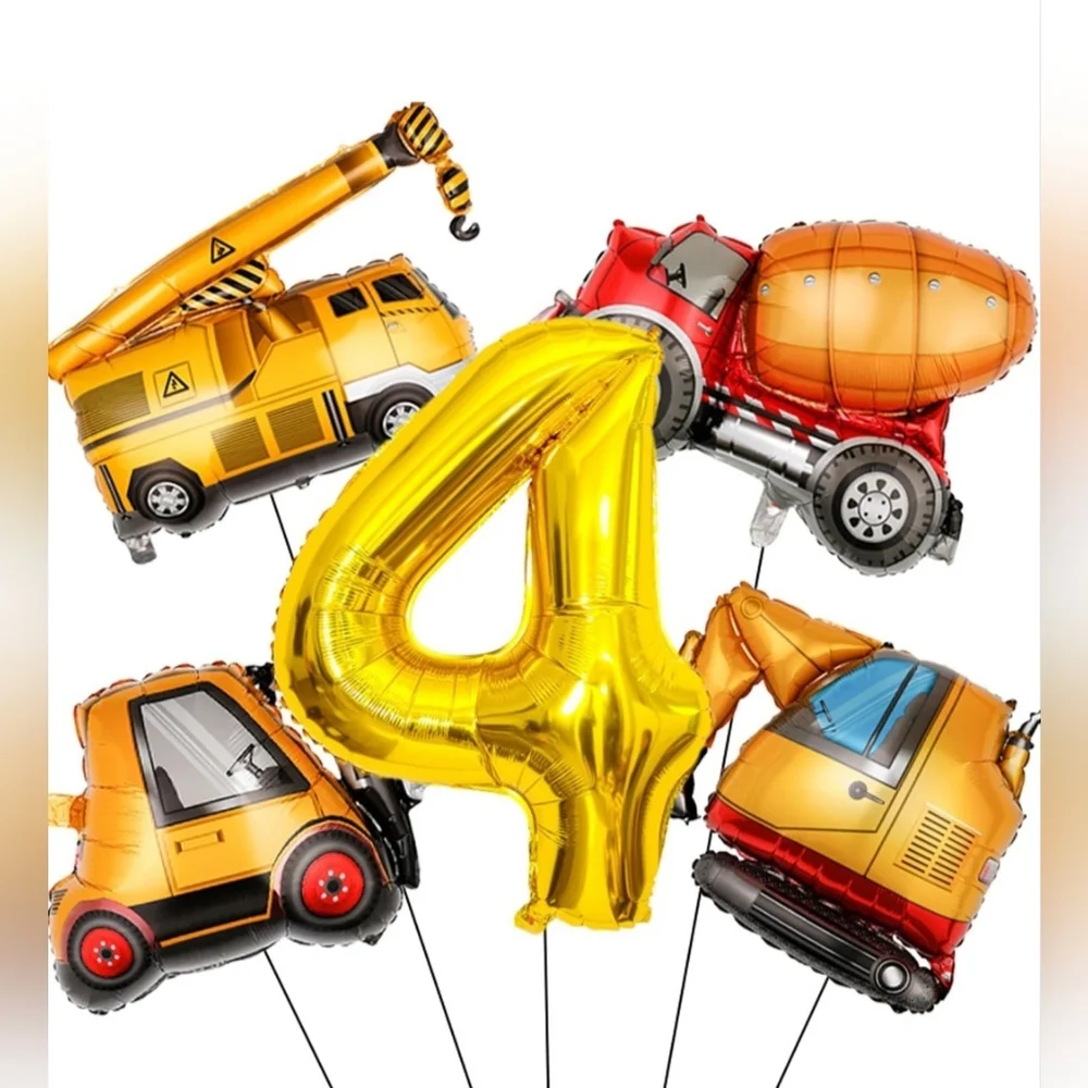 Large‎ Construction Equipment Foil Mylar Balloons 4th Bday